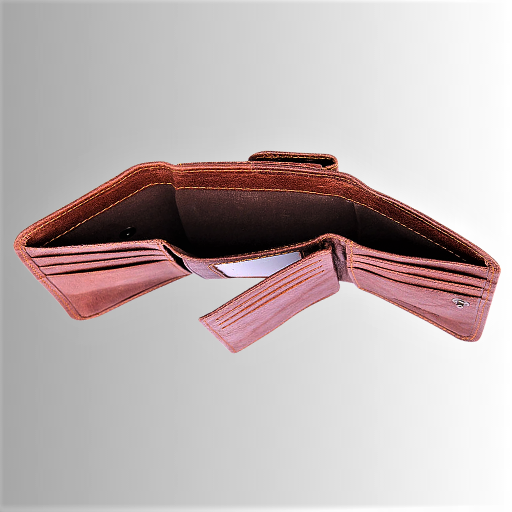Cartera de piel de vacuno auténtica con tecnología RFID