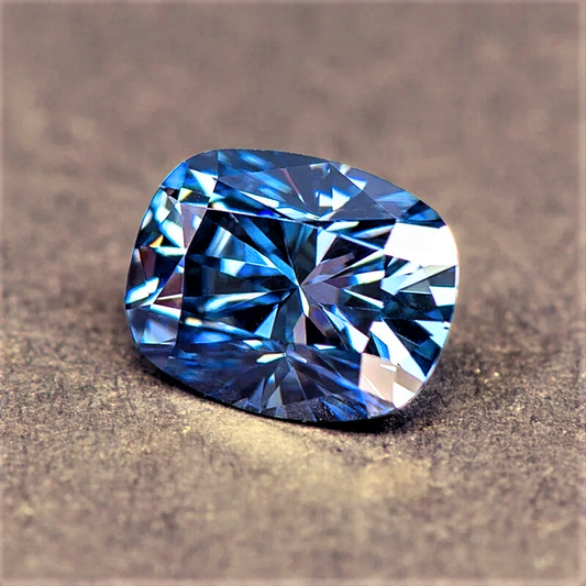 Moissanite Royal Blue Taglio Cuscino Allungato Certificata