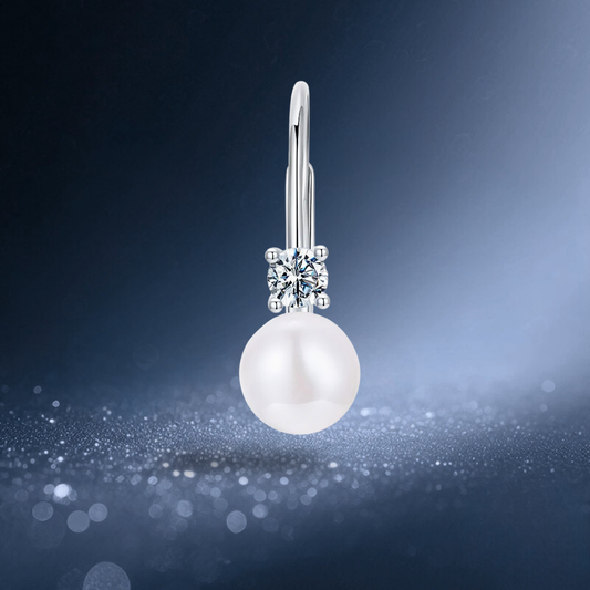 Orecchini a Monachella con Moissaniti e Perle Naturali