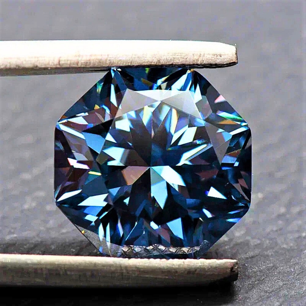 Moissanite Royal Blue Taglio Ottagonale Certificata
