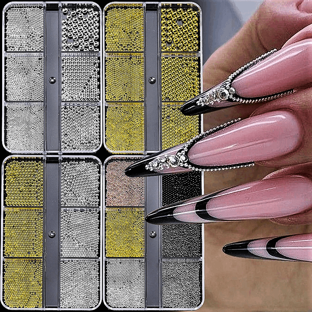 Set di Micro Sfere in Acciaio Placcato: Eleganza e Creatività per Nail Art Esclusive