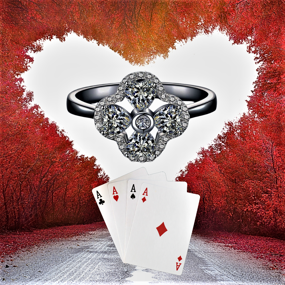 Anillo "Póker de Corazones" Una brillante declaración de amor