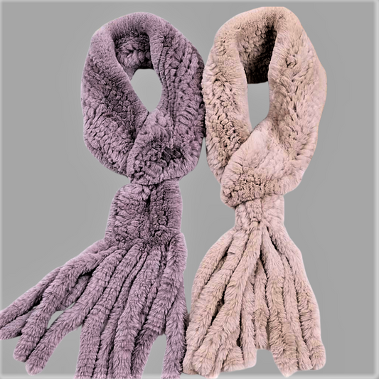 Sciarpa a "Cravatta" in Pelliccia di Lapin