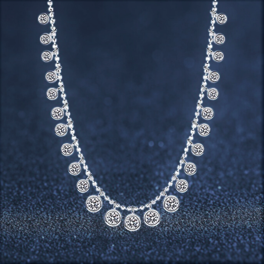 Collana con 25 Ciondoli Tondi in Moissanite per ct 4,50