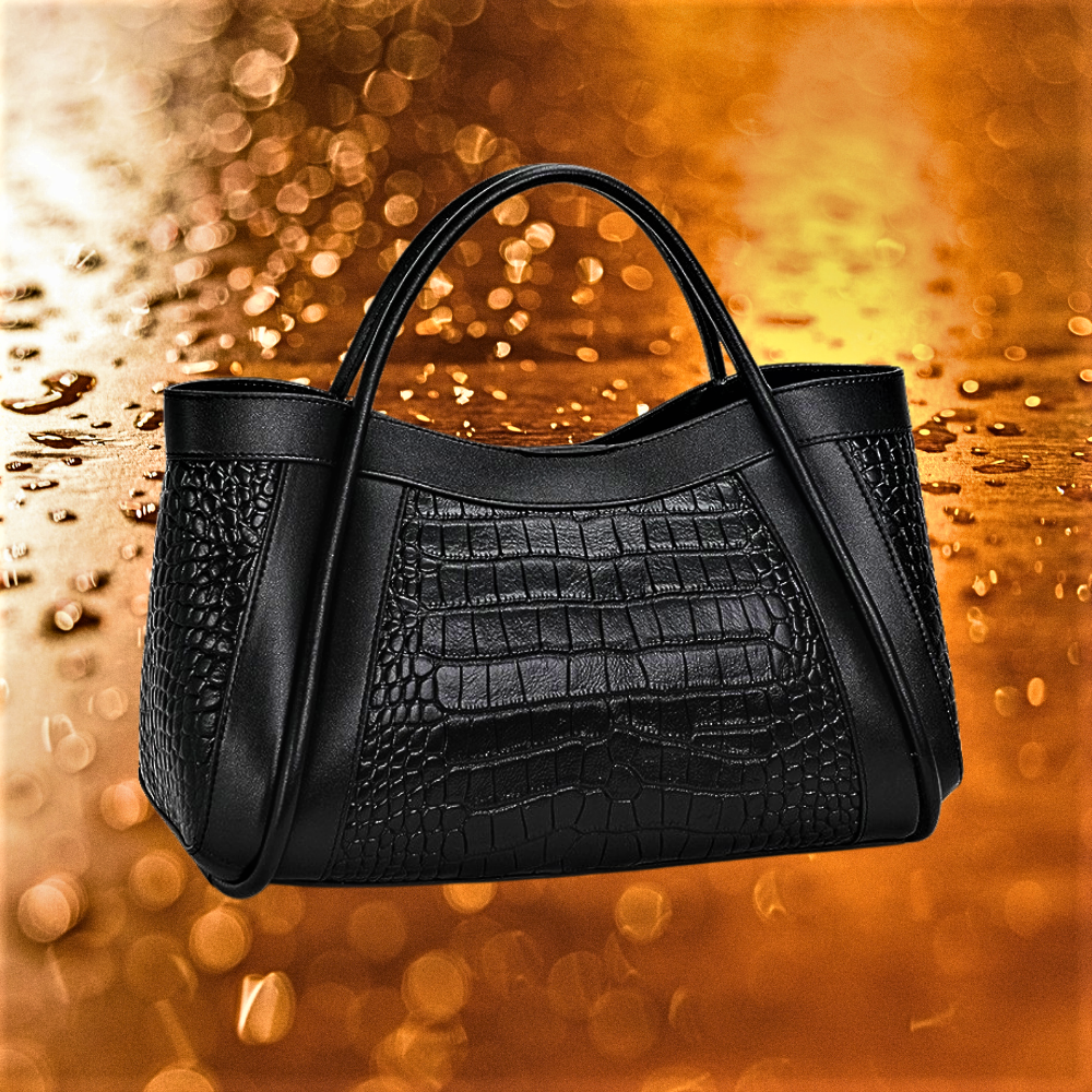Bolso de piel de becerro trabajado con cocodrilo