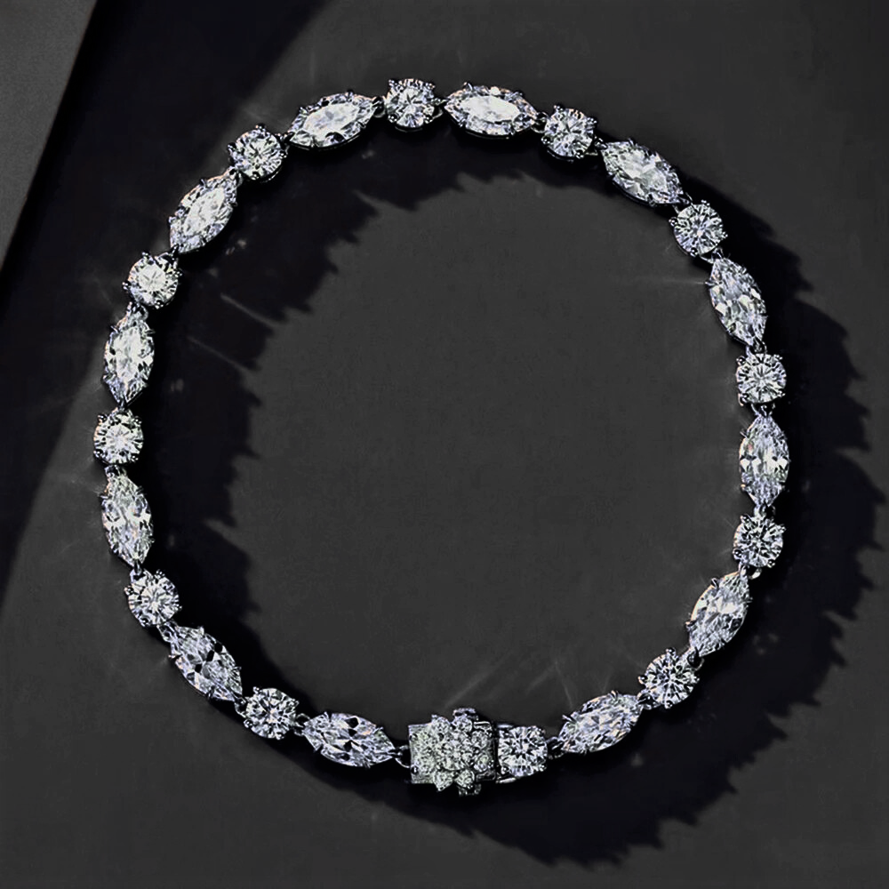 Bracciale Tennis con Moissanite Taglio Marquise e Taglio Brillante