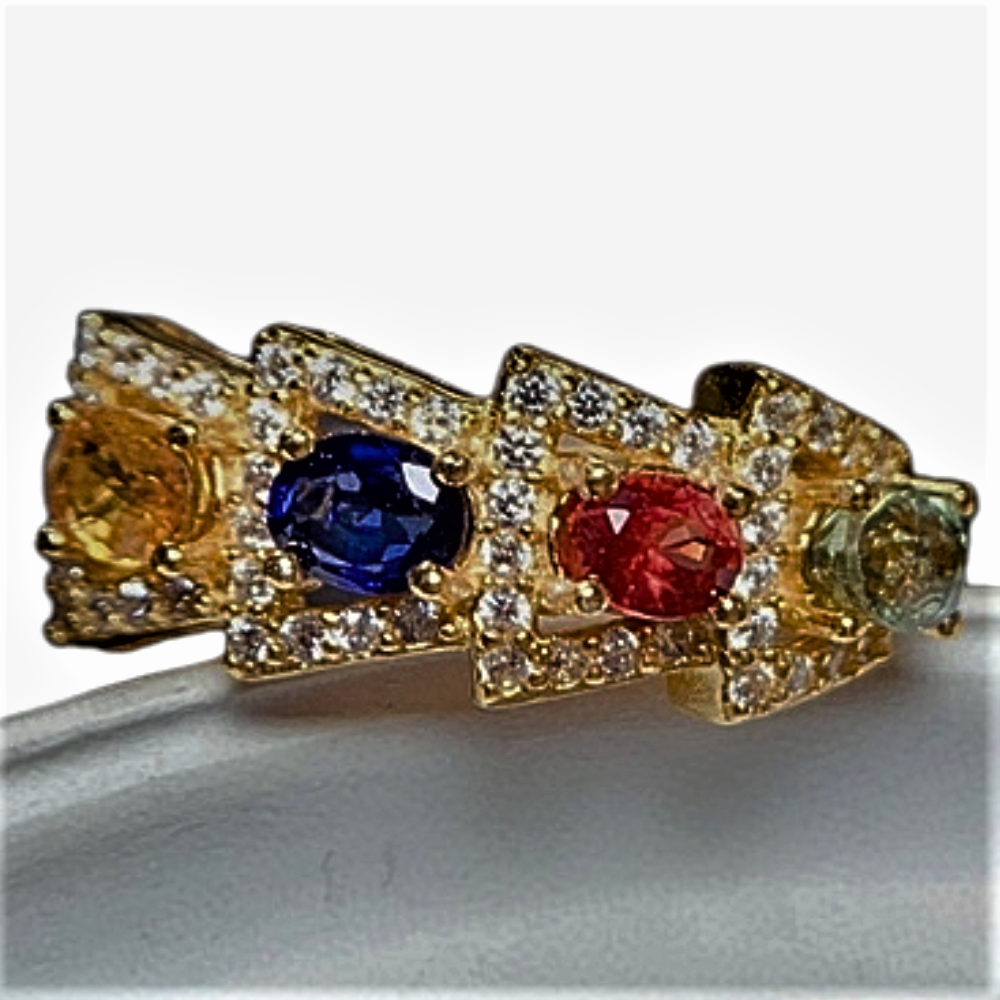 Anillo Flechas Borrosas con Piedras Naturales