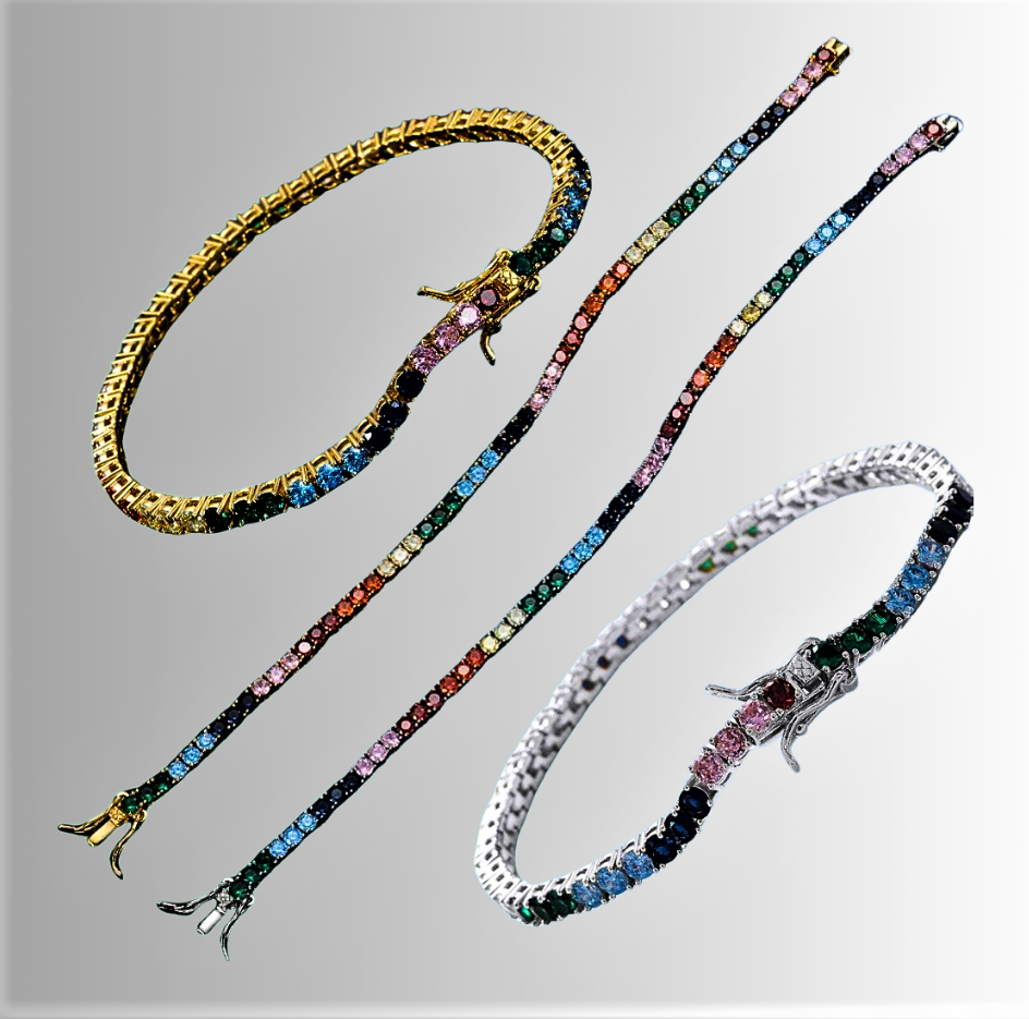 Pulseras de tenis multicolor: colores brillantes que iluminan