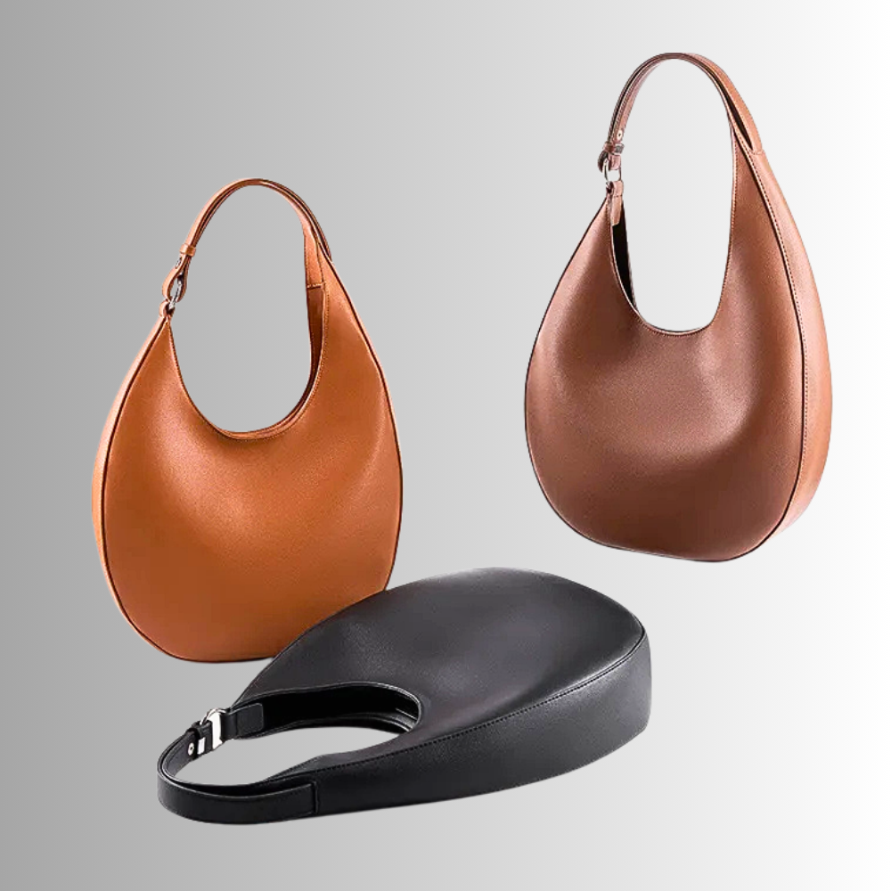 Borsa Hobo Allungata in Vera Pelle di Vitellino