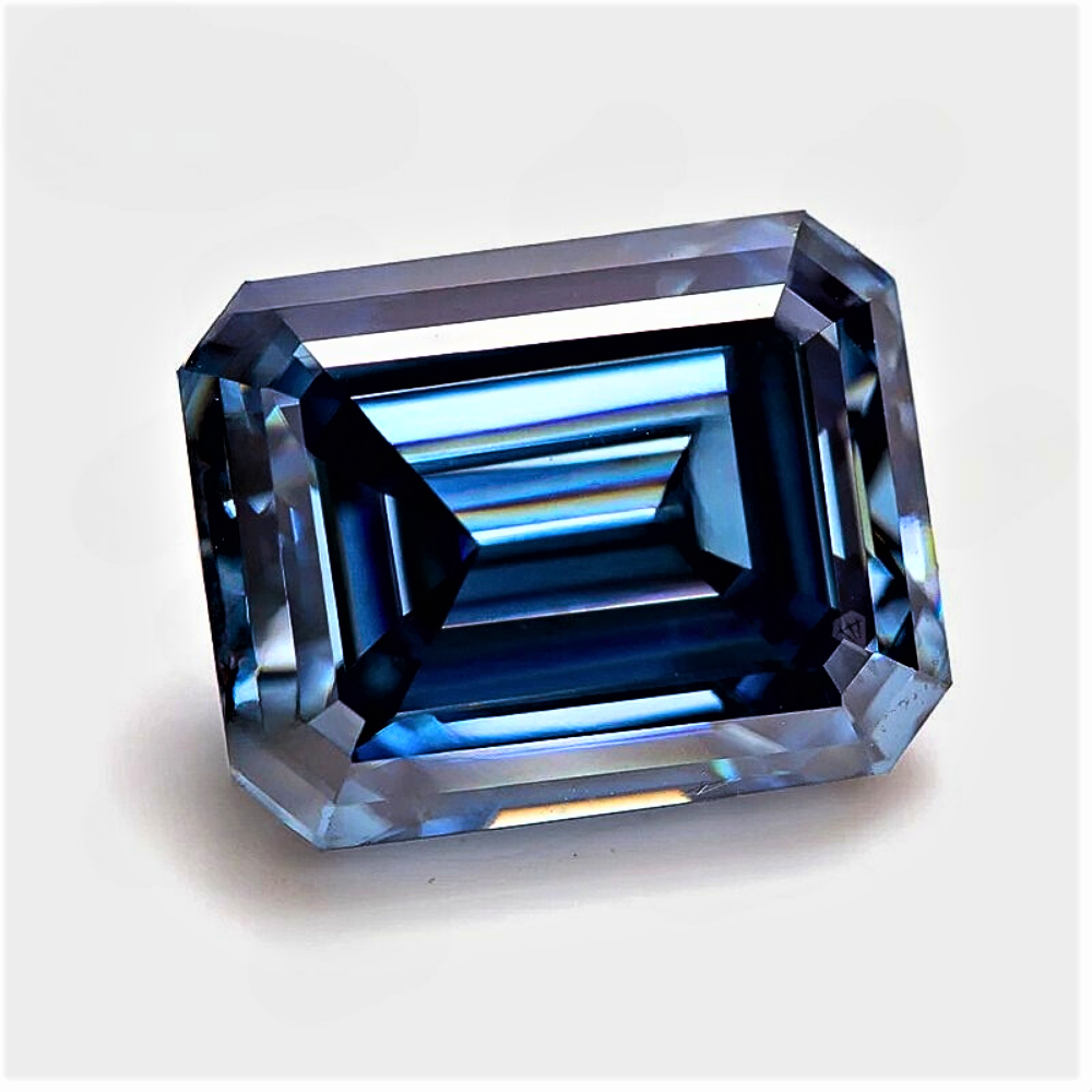 Moissanite Royal Blue Taglio Smeraldo Certificata