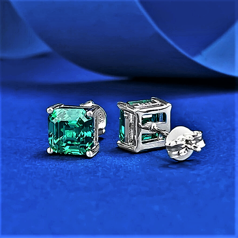Orecchini in Smeraldo Coltivato Lab Grown Taglio Asscher