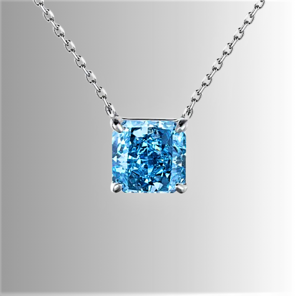 Mini Collezione di Collane con Diamanti e Zaffiri Taglio Asscher