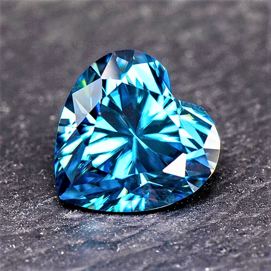 Moissanite Blu Ghiaccio Taglio Cuore Certificata