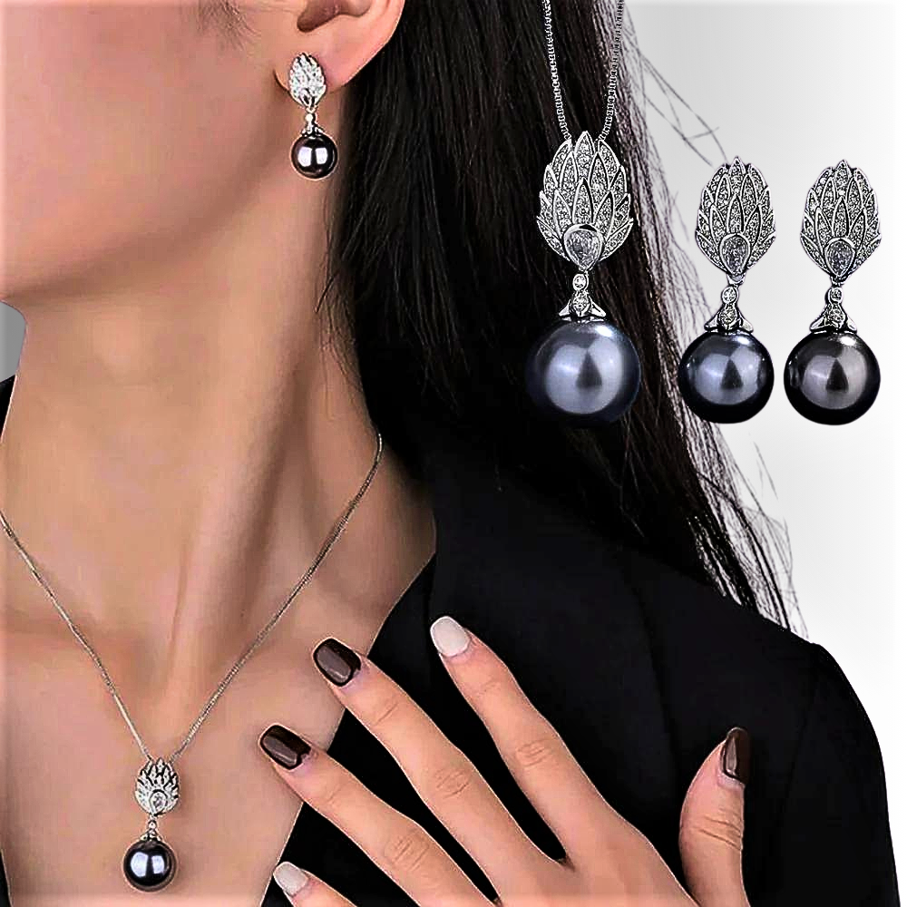 Conjunto de collar y pendientes "Llama de pasión" de los mares del Sur