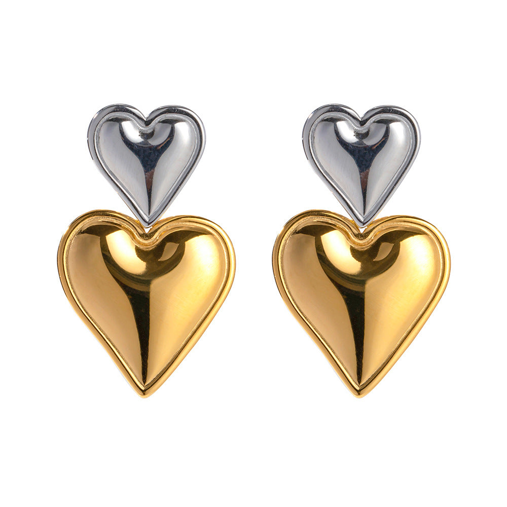 Pendientes de corazón de dos tonos: sencillez que sorprende
