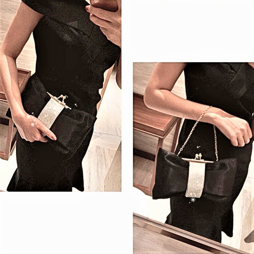 Clutch a Portafoglio in Seta e Strass
