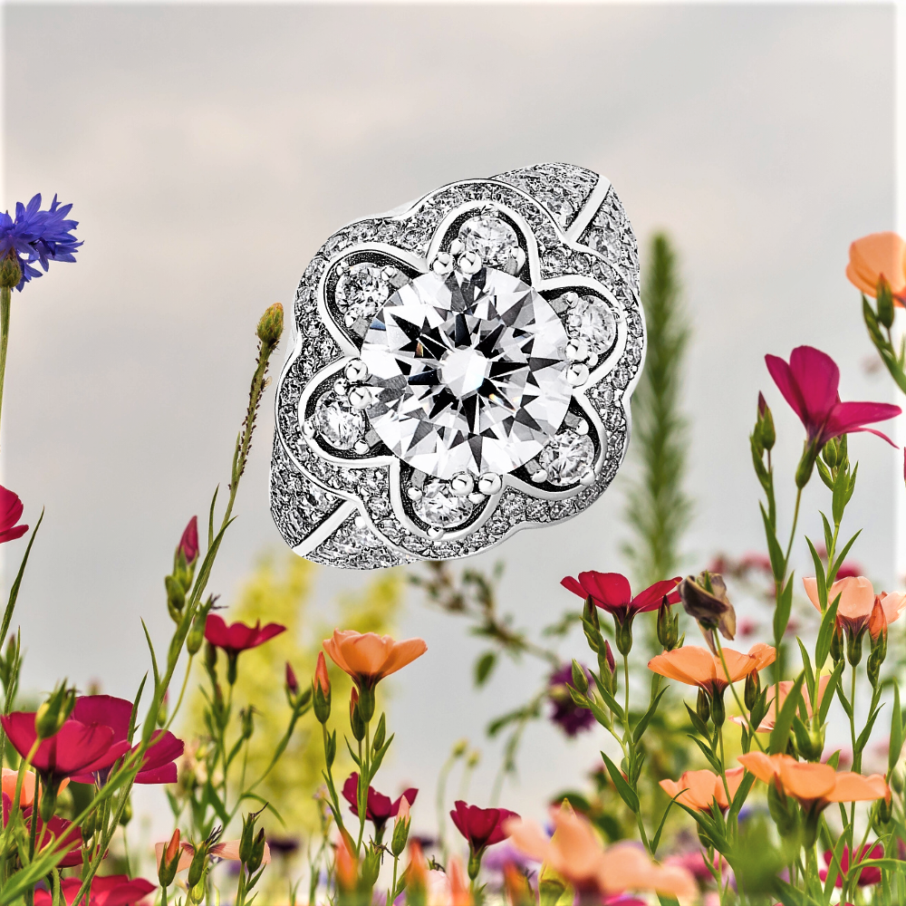 Fascione a Fiore con Moissanite D Color VVS1 da ct 3.00