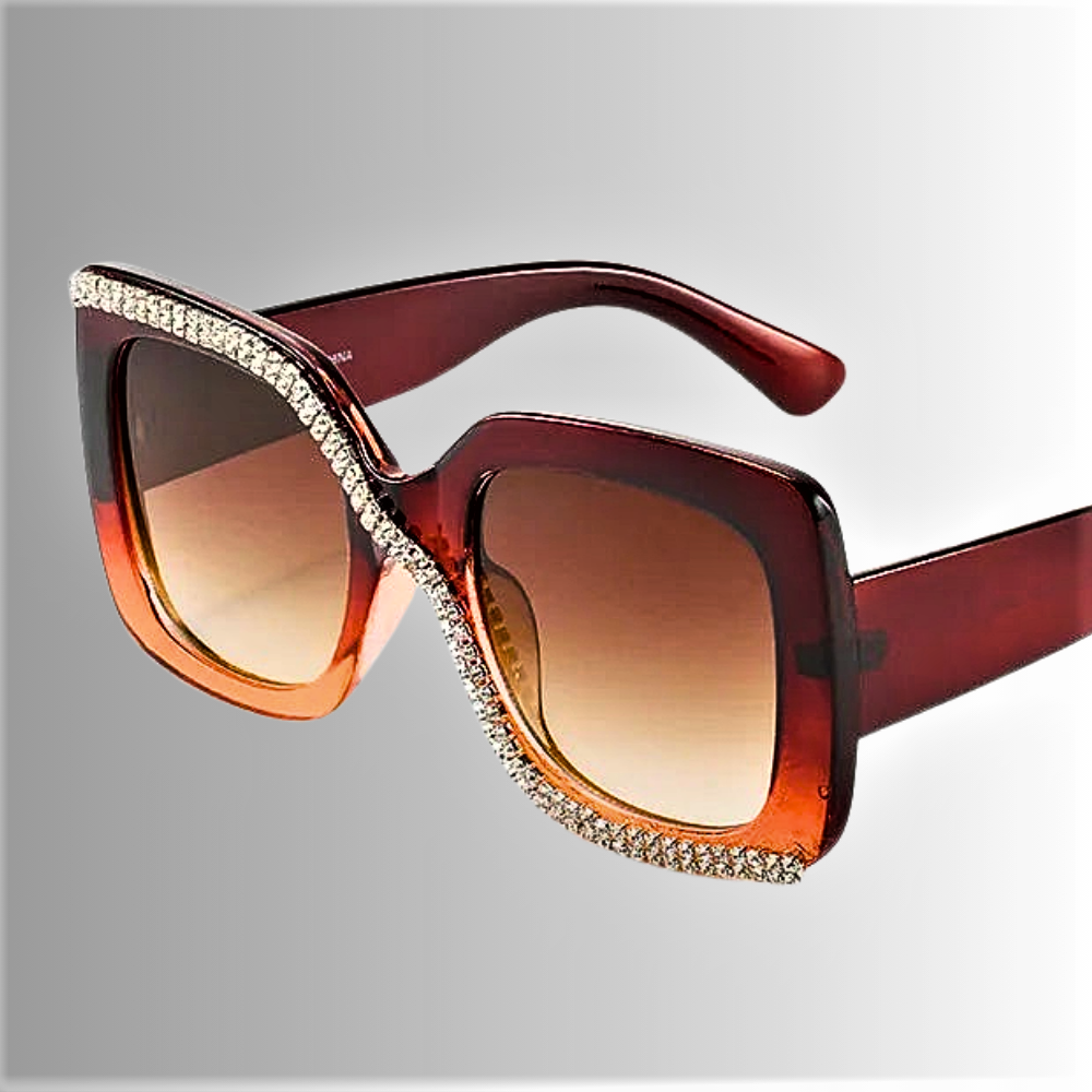 Gafas de sol cuadradas con diamantes de imitación para mujeres atrevidas
