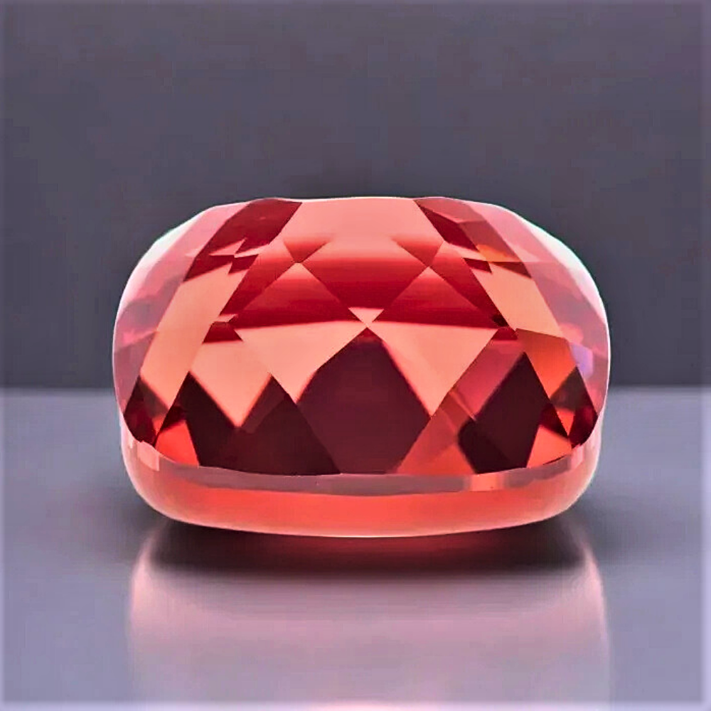 Zaffiro Padparadscha Lab Grown Taglio Cuscino Allungato Certificato