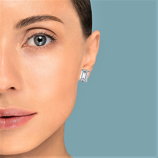 Orecchini Punto Luce con Moissaniti D Color VVS1 Taglio Smeraldo