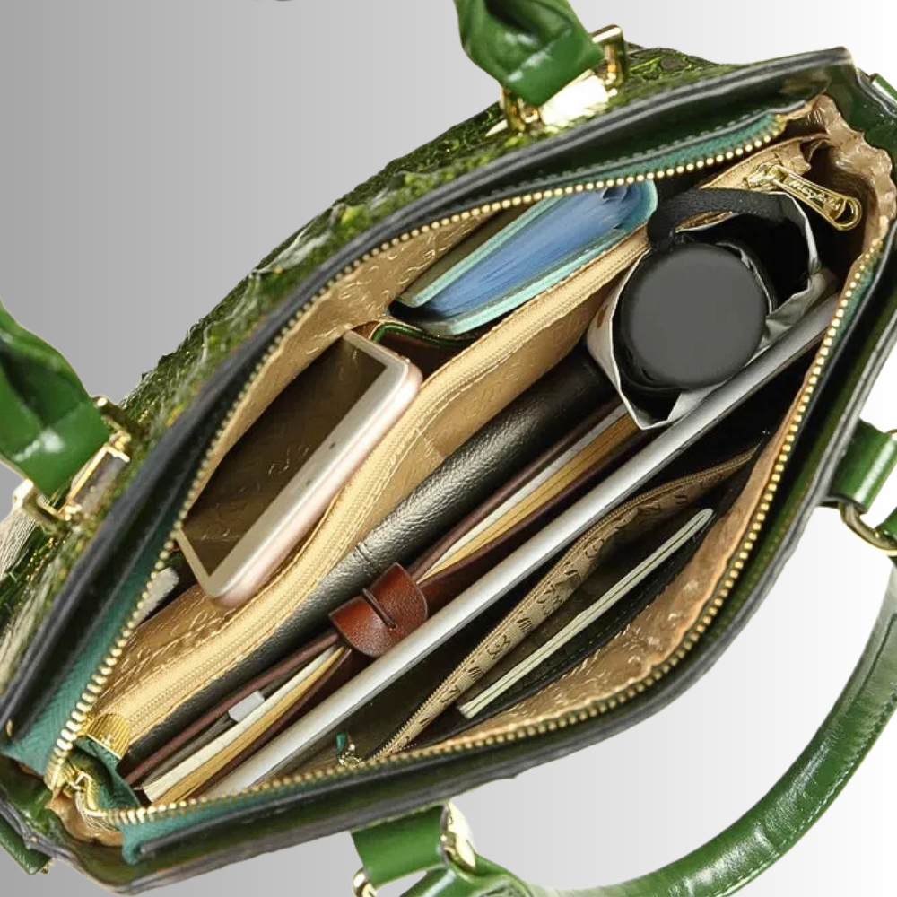 Borsa in Vera Pelle con Lavorazione Coccodrillo