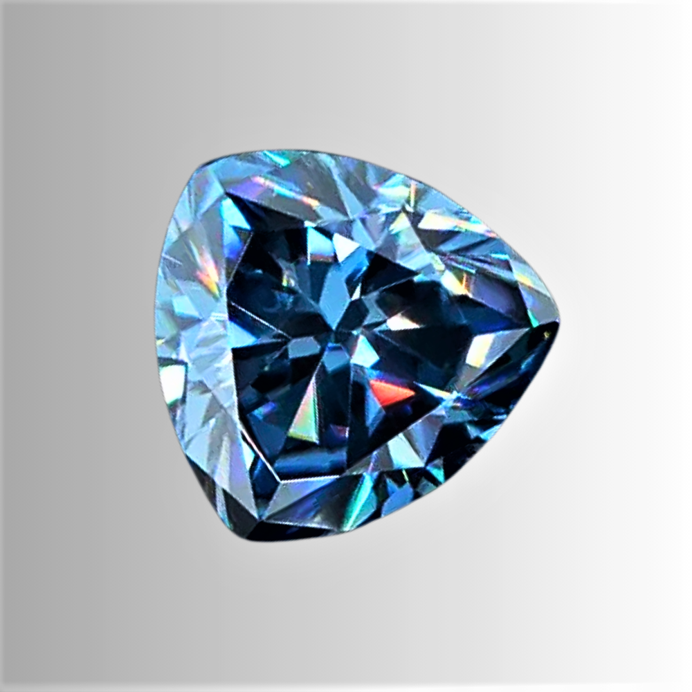 Moissanite Royal Blue Taglio Trillion Certificata