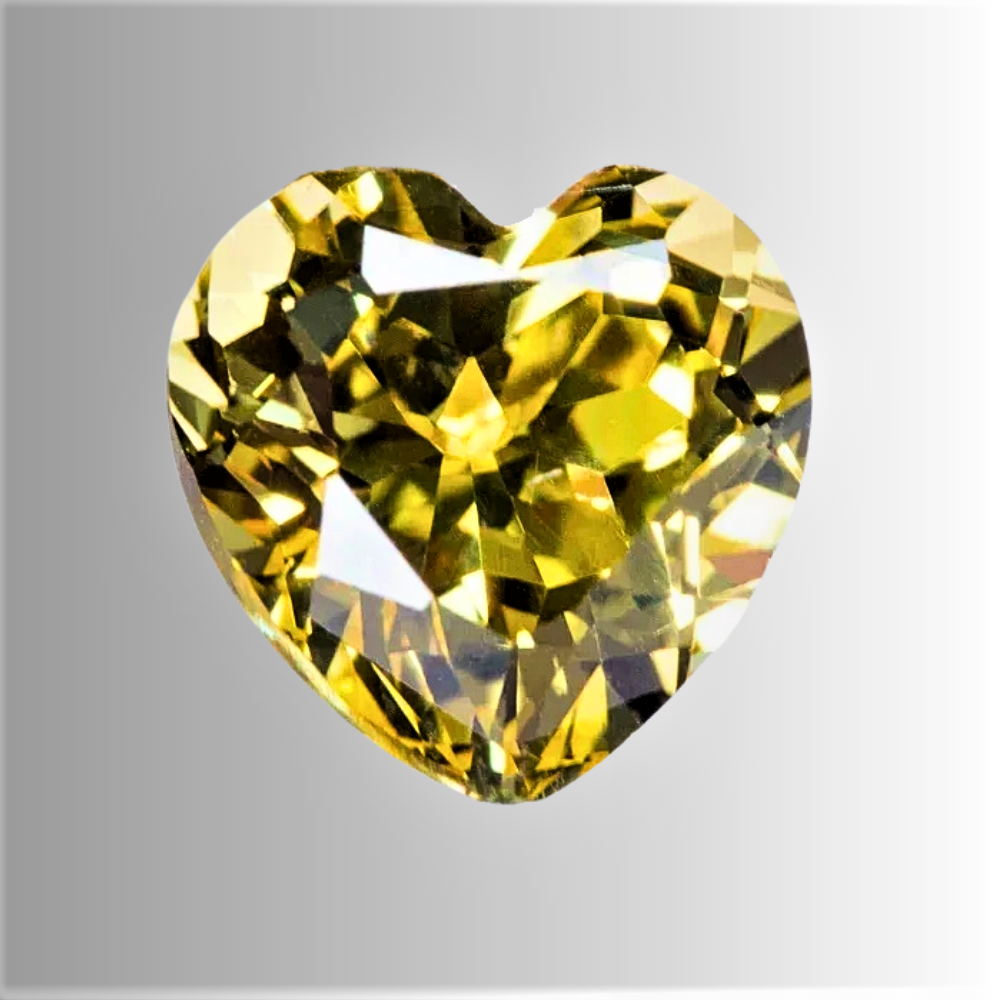 Zaffiro Giallo Lab Grown Taglio Cuore Certificato