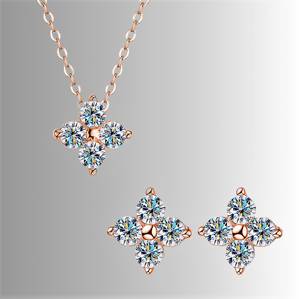 Parure "Croce di Luce": Collana e Orecchini in Moissanite D Color
