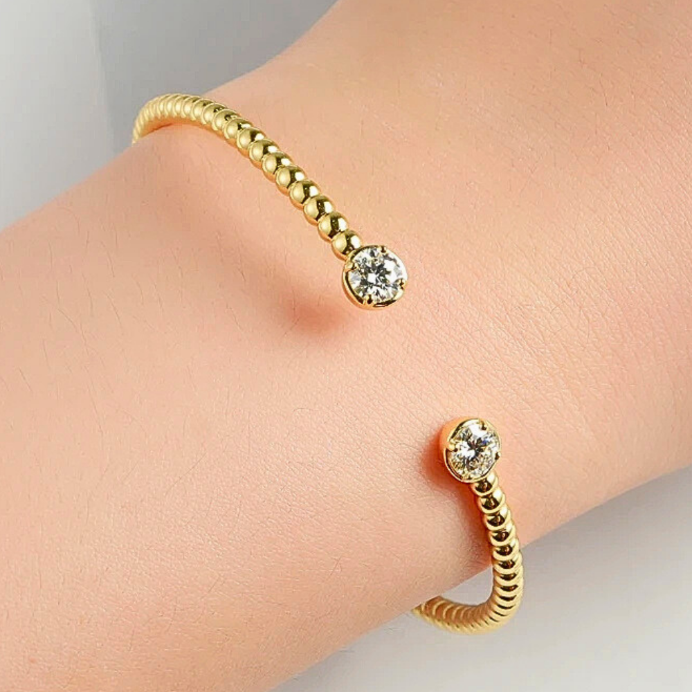 Bracciale Rigido Aperto con due Moissaniti da ct 0.50