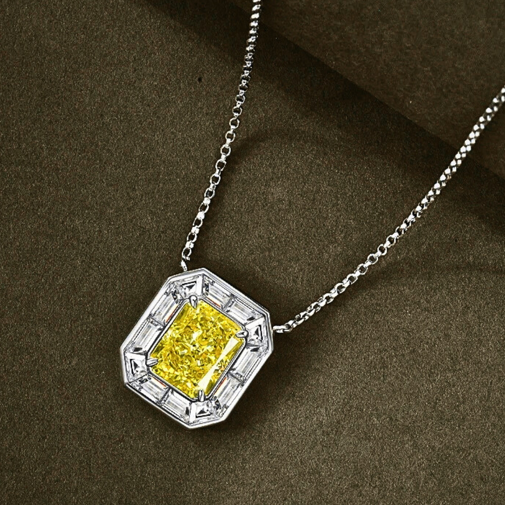 Collana con Citrino Coltivato e Diamanti Sintetici ad Alto contenuto di Carbonio