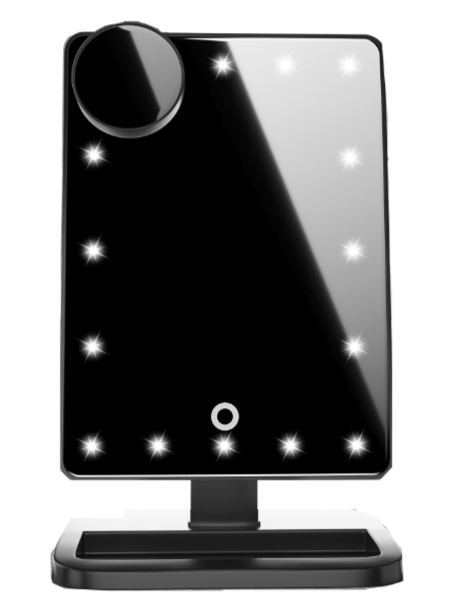 Espejo de maquillaje con pantalla táctil, luces LED y altavoz Bluetooth
