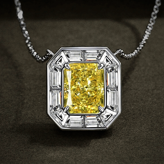 Collana con Citrino Coltivato e Diamanti Sintetici ad Alto contenuto di Carbonio