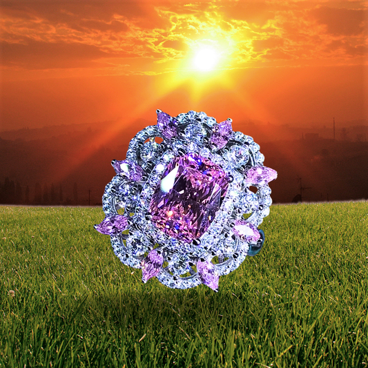 Fascione con Moissanite color Ametista e Colore Diamante