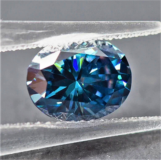 Moissanite Royal Blue Taglio Ovale Certificata