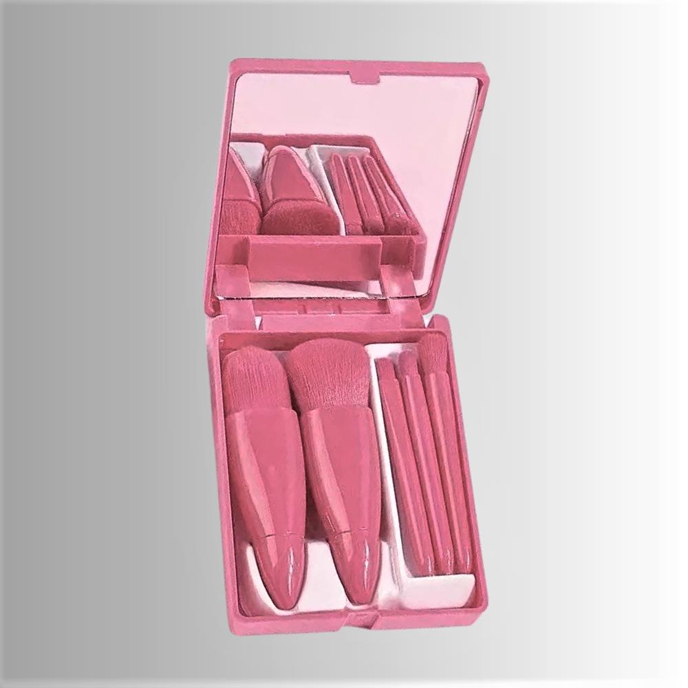 Mini Set di 5 Pennelli per Make Up con Specchio
