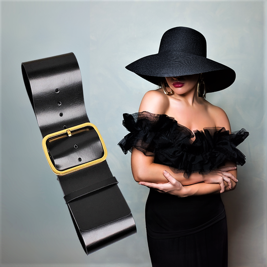 Cintura Larga in Fiore di Pelle di Vitellino