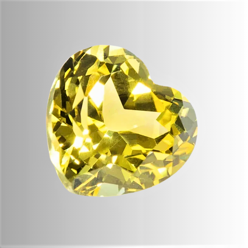 Zaffiro Giallo Lab Grown Taglio Cuore Certificato