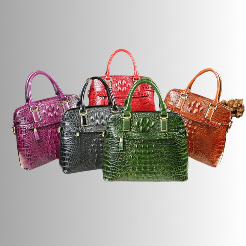 Borsa in Vera Pelle con Lavorazione Coccodrillo