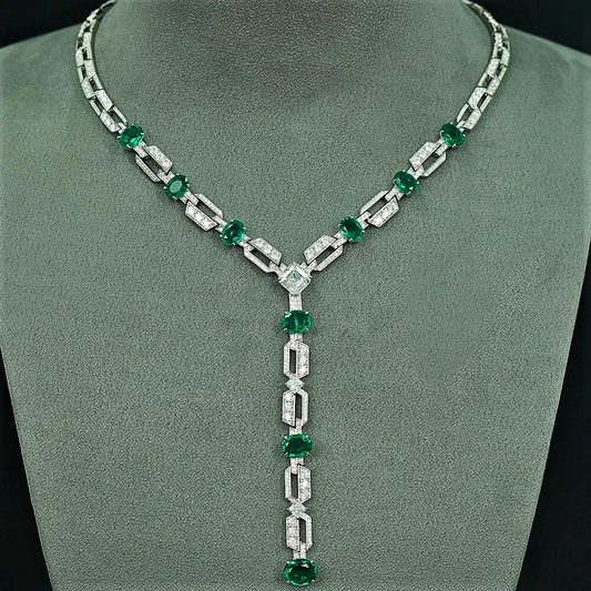 Collana con Smeraldi e Diamanti Coltivati