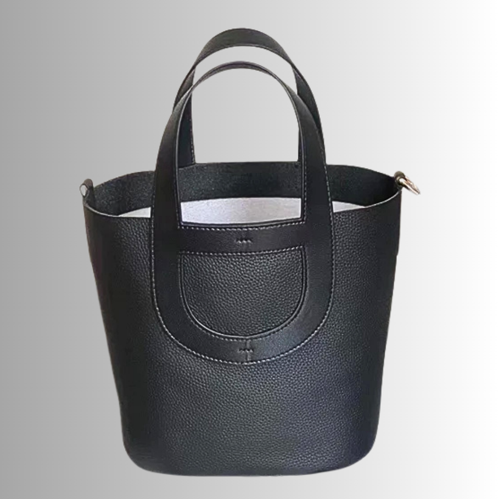 Borsa Tote a Secchiello in Vera Pelle di Vitellino