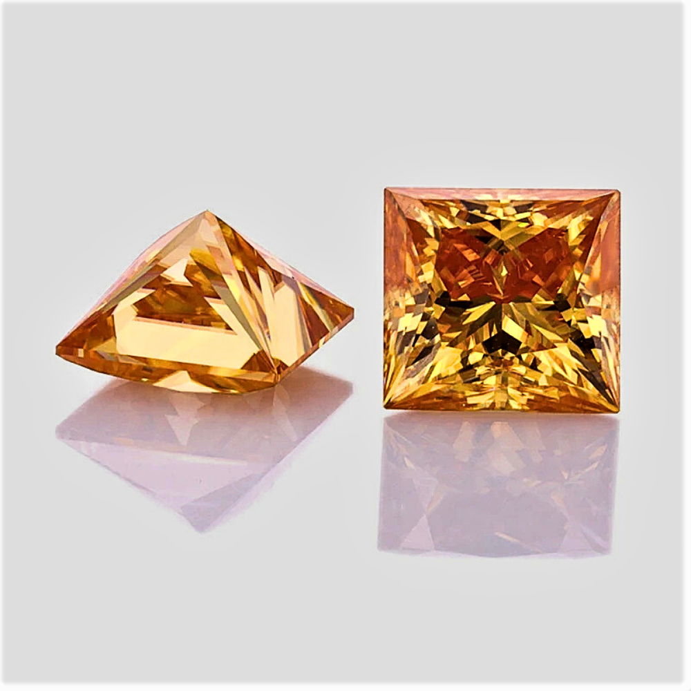 Moissanite Champagne Taglio Princess Certificata