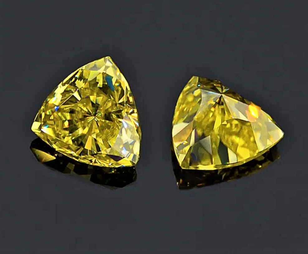 Moissanite Giallo Limone Taglio Trillion Certificata