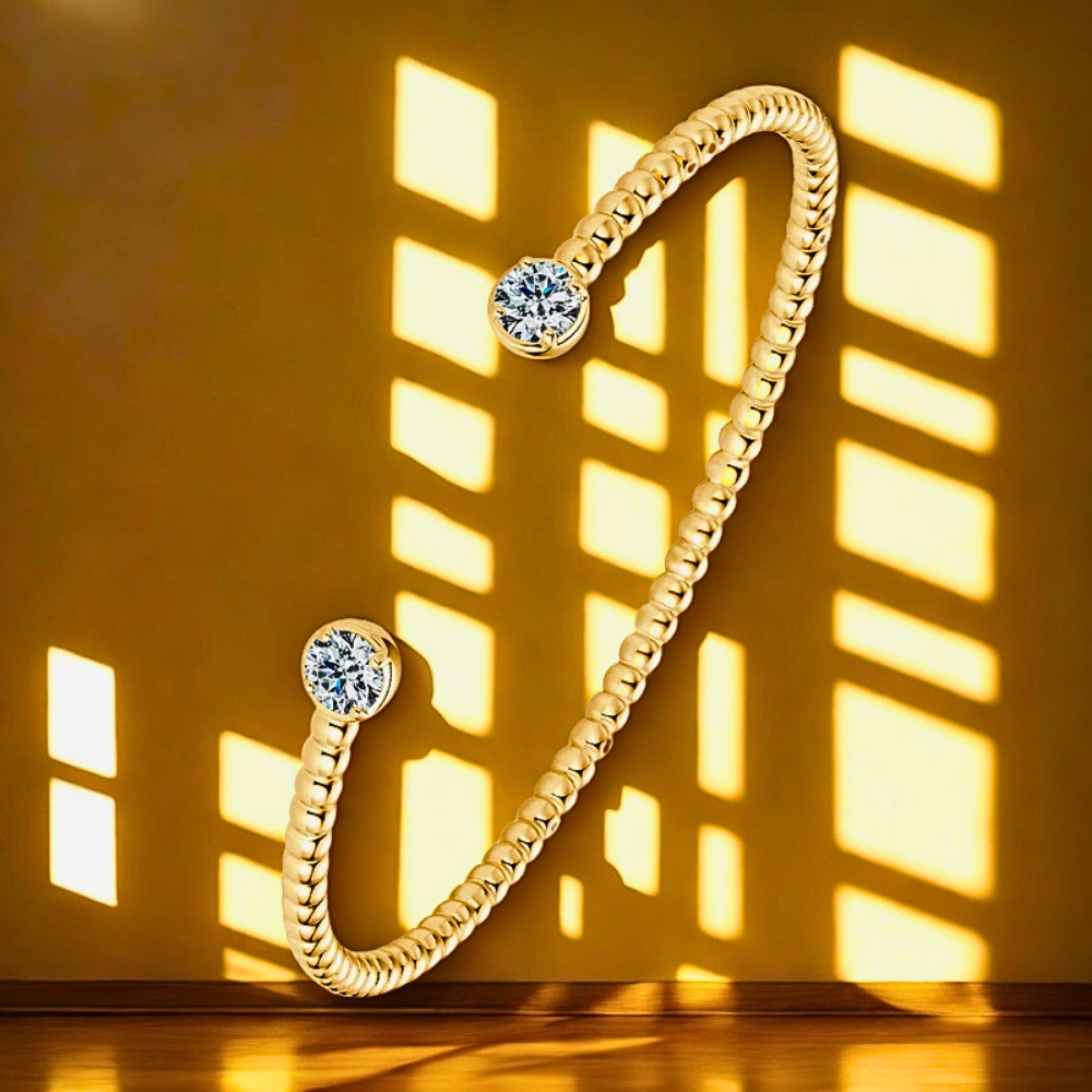 Bracciale Rigido Aperto con due Moissaniti da ct 0.50
