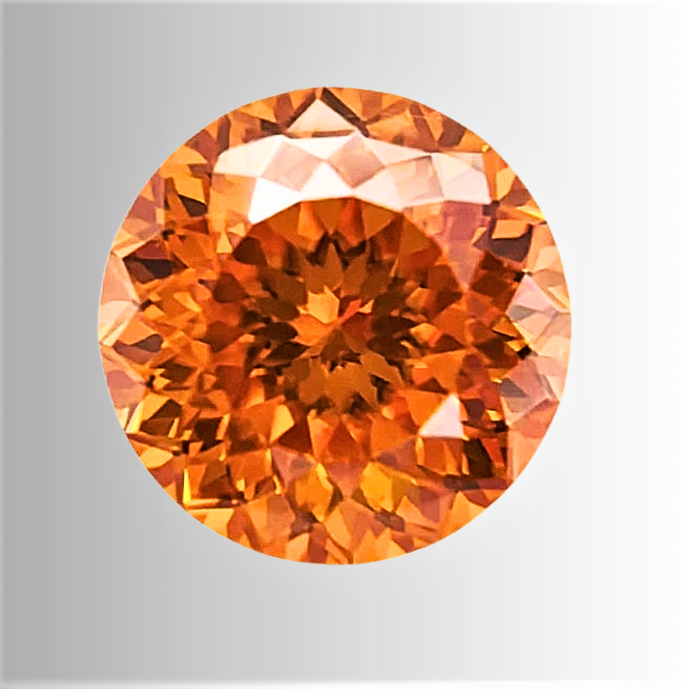 Moissanite Arancio Taglio Brillante con 100 faccette Certificata