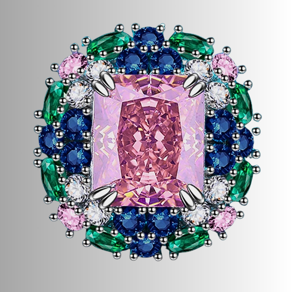 Fascione "Incanto di Primavera" con Zaffiro Rosa di ct 6,70 e altre Gemme Lab Grown