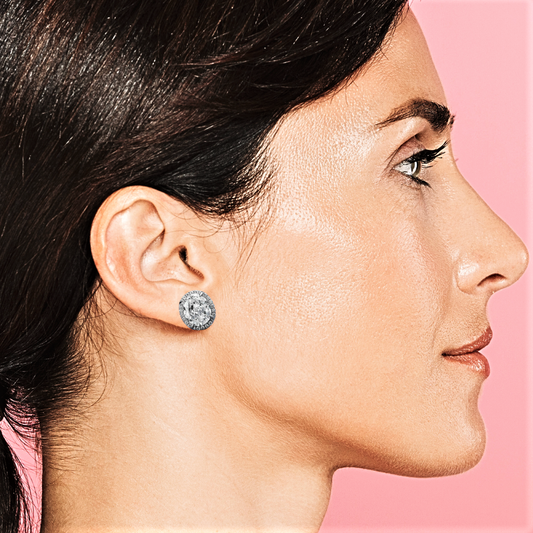 Orecchini con Diamanti Lab Grown Ovali da ct 5,00 contornati da Brillanti Coltivati