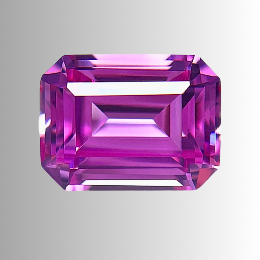 Zaffiro Rosa Intenso Lab Grown Taglio Smeraldo Certificato