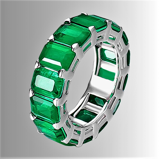 Eternity con Tormalina Paraiba o Smeraldo Colombiano Lab Grown Taglio Smeraldo