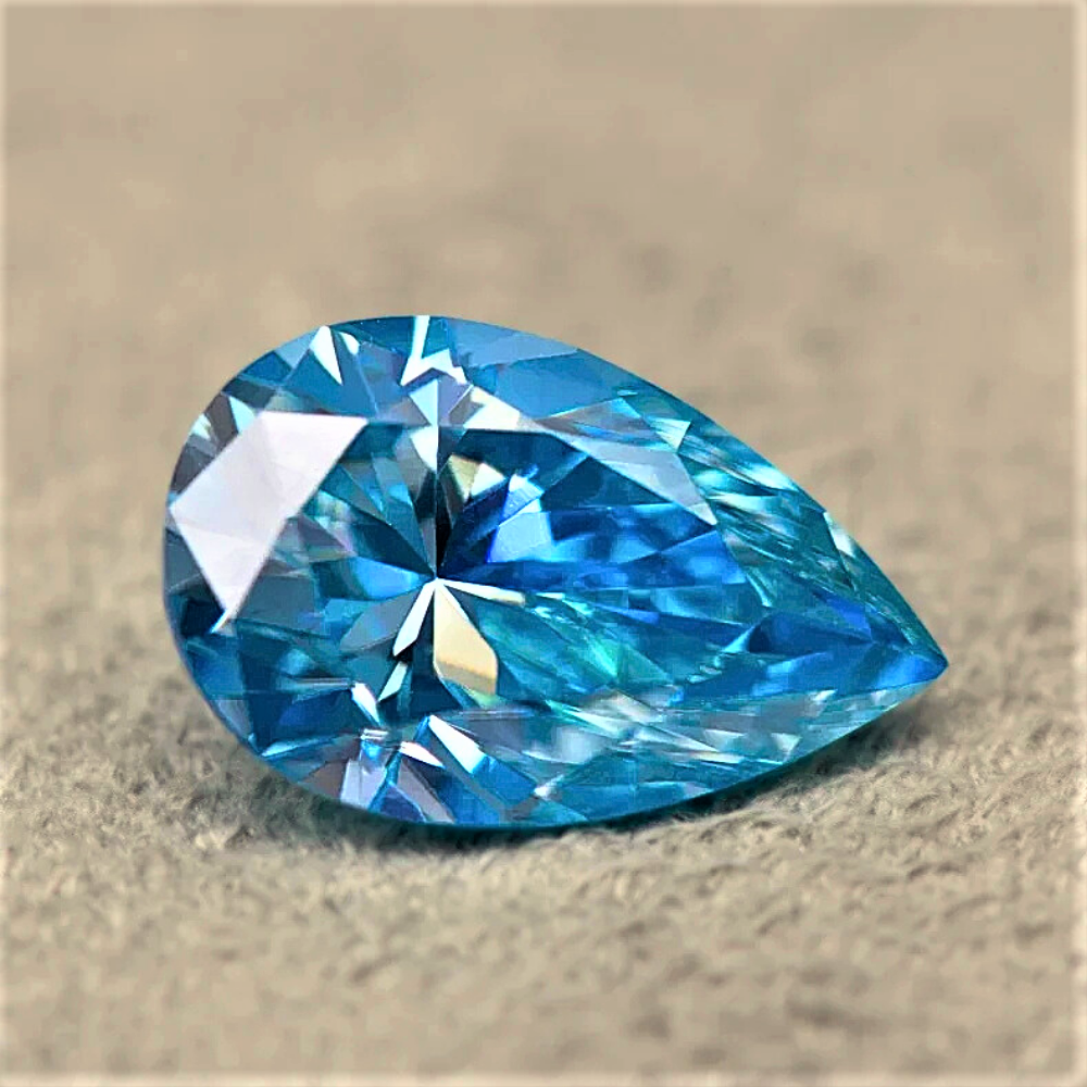 Moissanite Blu Ghiaccio Taglio Goccia Certificata