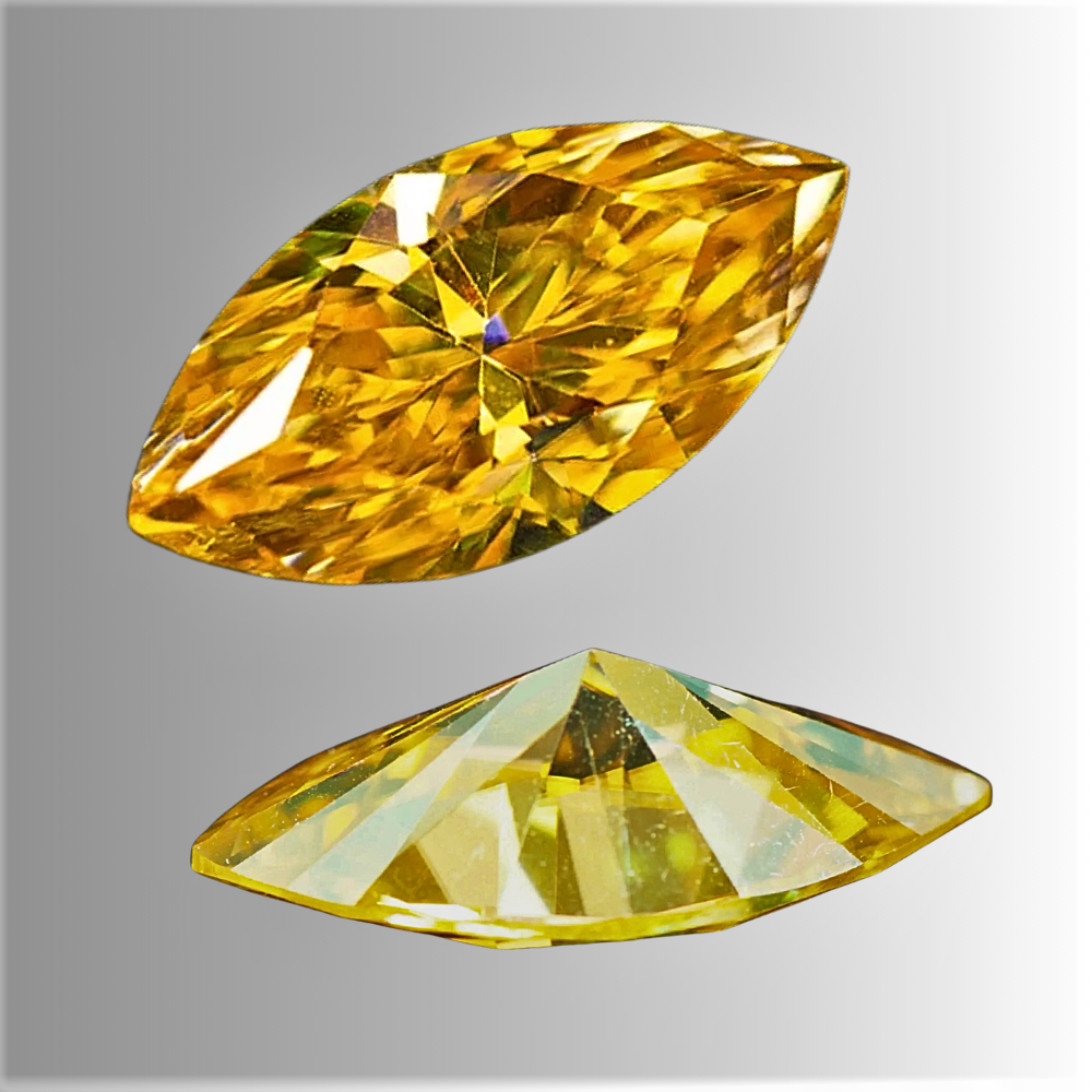 Moissanite Giallo Intenso Taglio Marquise Certificata